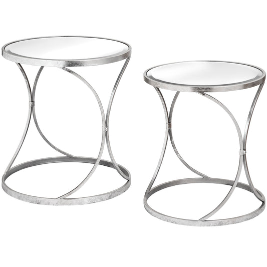 Hill Interiors Silver Curved Design Set Of 2 Side Tables 18777